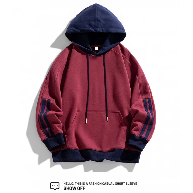 GIOIOMen's Sweater,Spring and Autumn Color Block Hooded Loose Casual Sports Hoodie,Fashionable Jacket Coat - Image 3
