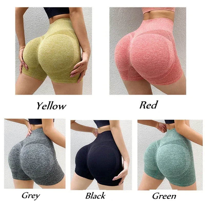 Women's Yoga Shorts High Waisted Hip Lifting Fitness Leggings Abdominal Fitness Running Women's Seamless Yoga Pants - Image 5