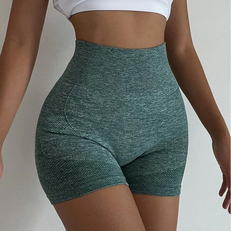 Women's Yoga Shorts High Waisted Hip Lifting Fitness Leggings Abdominal Fitness Running Women's Seamless Yoga Pants - Image 2