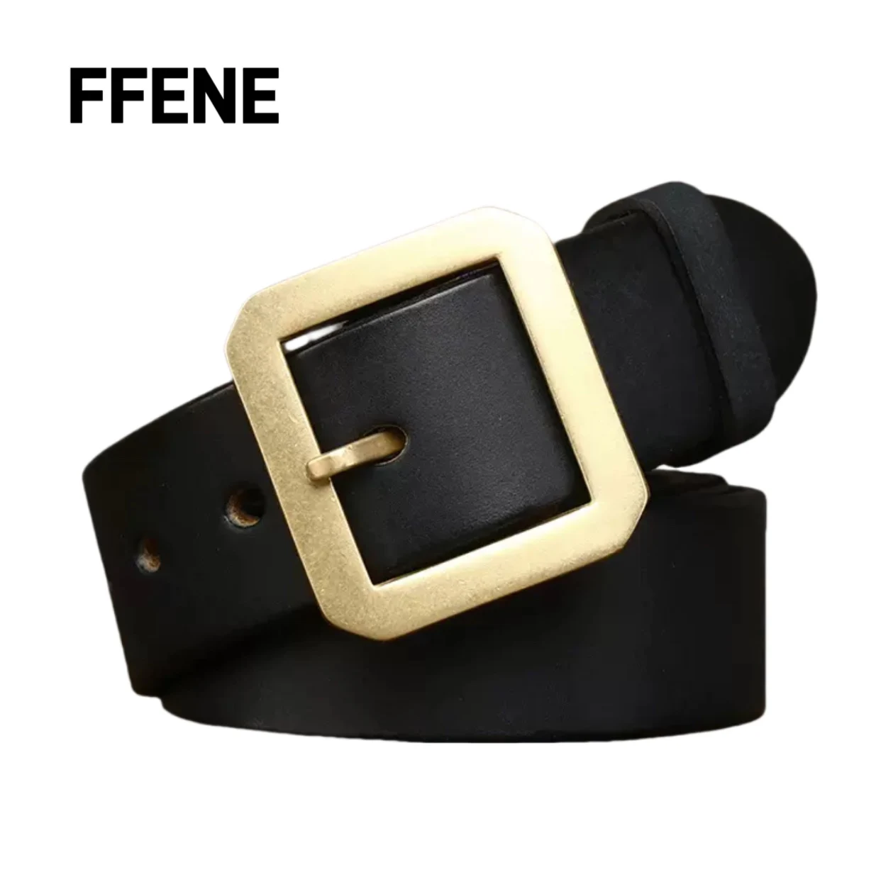 Luxury design Italian thick matte full-grain leather buckle belt with copper buckle men's genuine leather snap buckle retro