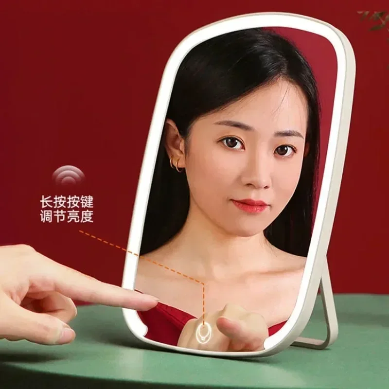 Portable Standing Folding Vanity Mirror with 5x Magnifying, Touch Screen 3 Light LED Cosmetics Mirror